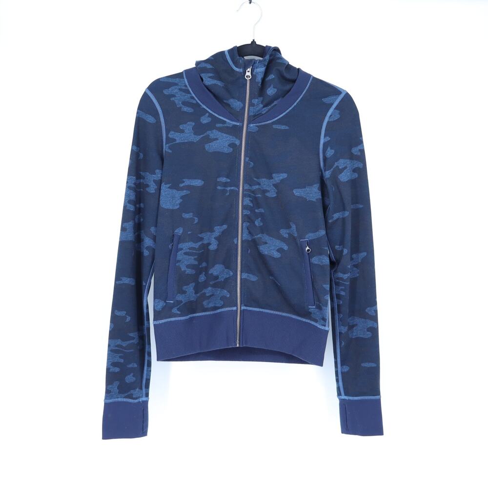 Lululemon Namaskar Hoodie Blue Heathered Lotus Camo Oil Slick Full Zip Women's 4